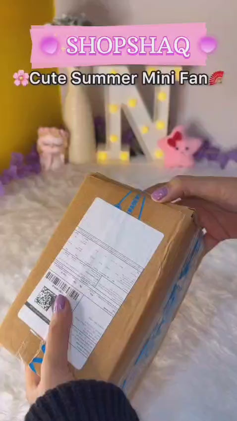 Mini Portable Rechargeable Handheld Personal Small Desk Fan with Base Cute Design Fan For Travel/Office/Desktop Kids Girls indoor Outdoor use (colors may be change)